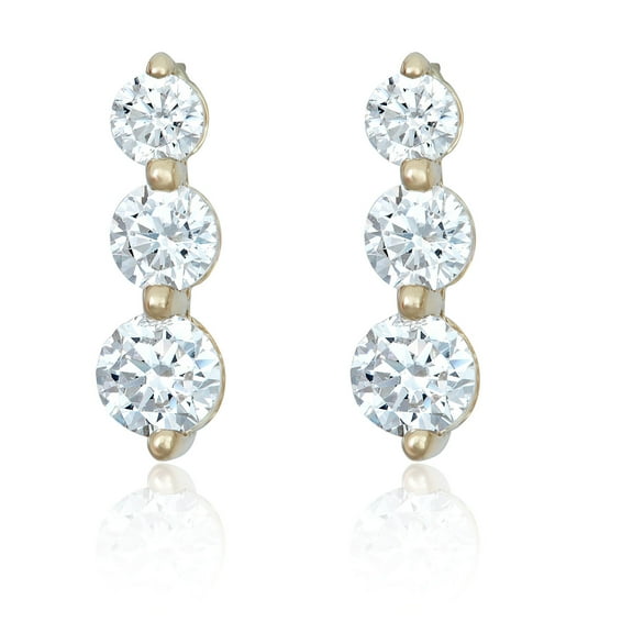 AVORA 10K Yellow Gold Graduated Simulated Diamond CZ Drop Earrings