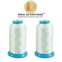 New brothread Set of 2 White Bobbin Thread/Bottom Thread 60WT Huge Spool 5000M (5500Y) for Embroidery and Sewing Machines