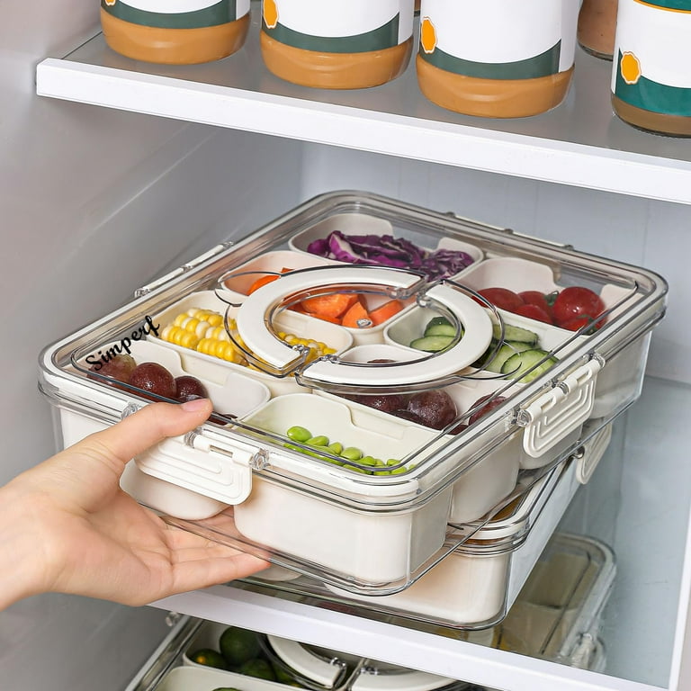 Simperf Snack Containers with Dividers, 8 Compartments, Ivory