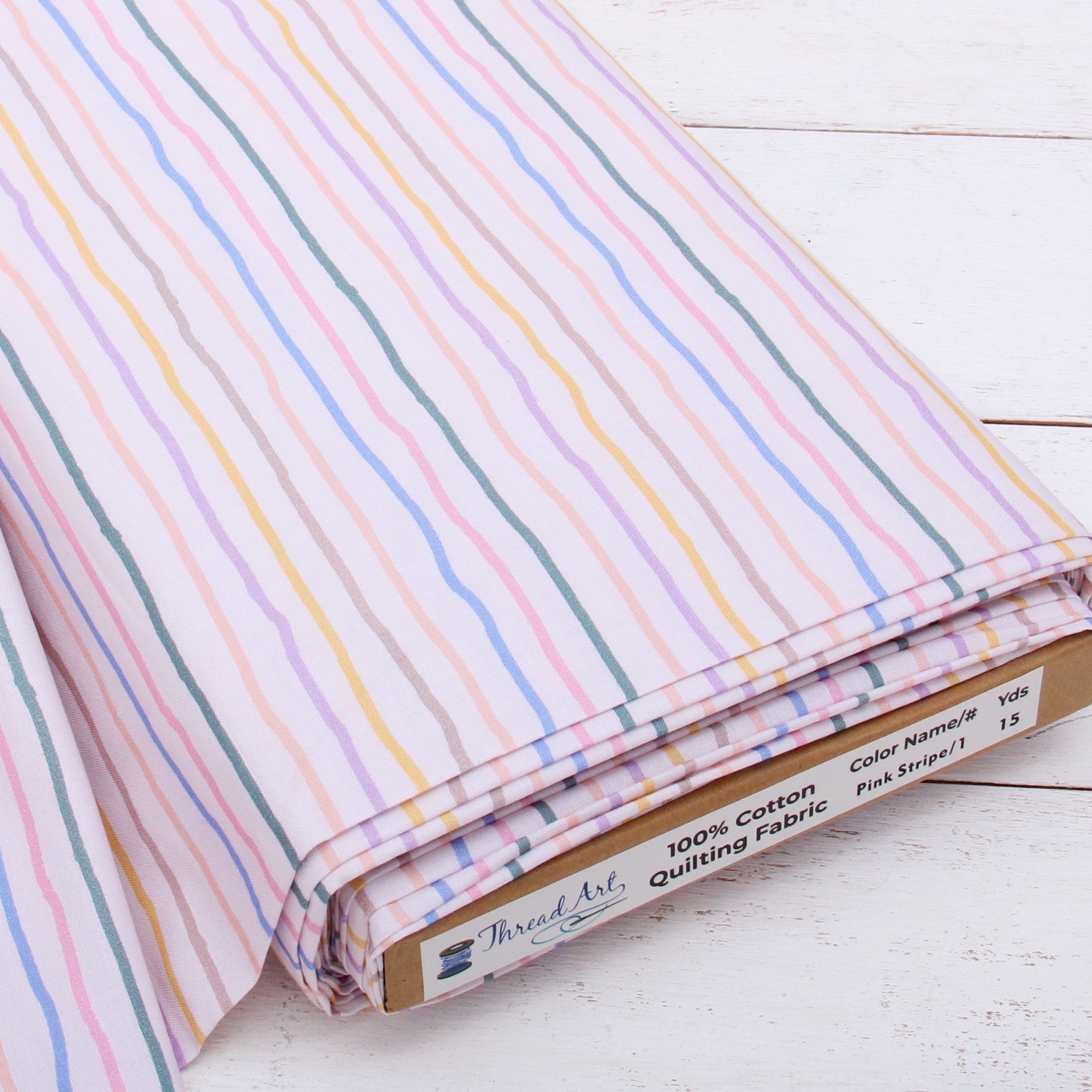 3 Yard Cut Threadart Premium Cotton Quilting Fabric Pink Stripe 1 44
