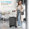 thumbnail image 4 of TABU Carry on Luggage with Detachable Side Bag, Zipperless PC Hard Shell Suitcase, Front Opening Suitcase, 360° Spinner Wheels, TSA Locks, USB Port, Grey, 4 of 9