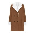 thumbnail image 4 of WCMZJ Winter Coats for Women 2024 Trendy Warm Sherpa Fleece Lined Jackets Plus Size Parka Faux Suede Pea Coat Outerwear Coffee M, 4 of 6