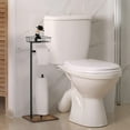 thumbnail image 7 of Freestanding Black Toilet Paper Holder Stand with Wood Base and Basket, 7 of 7