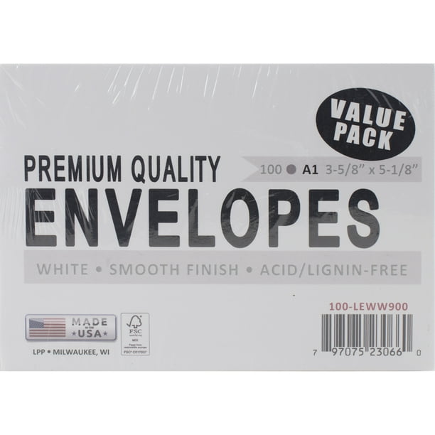 LEADER PAPER PRODUCTS A1100 A1 Envelope, 3.625 by 5.125Inch, White