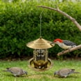 thumbnail image 5 of Metal Gazebo Bird Feeder for Outdoors - Hanging Wrought Iron Feeder with Roof for Garden & Patio, Easy to Clean & Fill, Gold Finish, 5 of 5