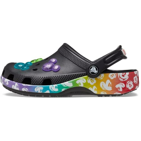 Crocs Kids' Classic Disney Celebration Clog, Rainbow/Black, 5 US Unisex Big