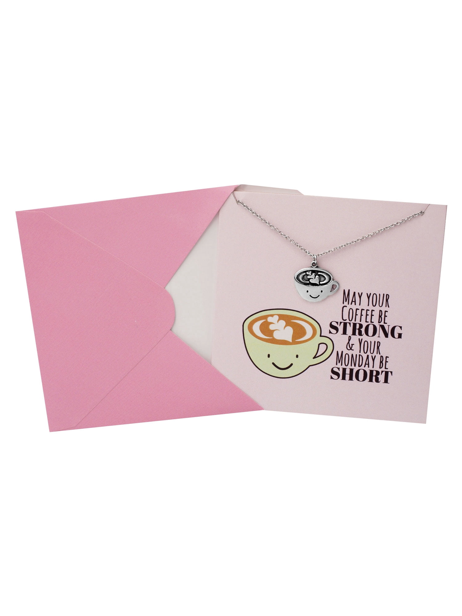 Quan Jewelry Coffee Gifts Necklace for Coffee Lovers and Enthusiasts, Mornings Funny Coffee Mug Perfect Christmas or Birthday Gift, Caffeine Humor, Pun Greeting Cards