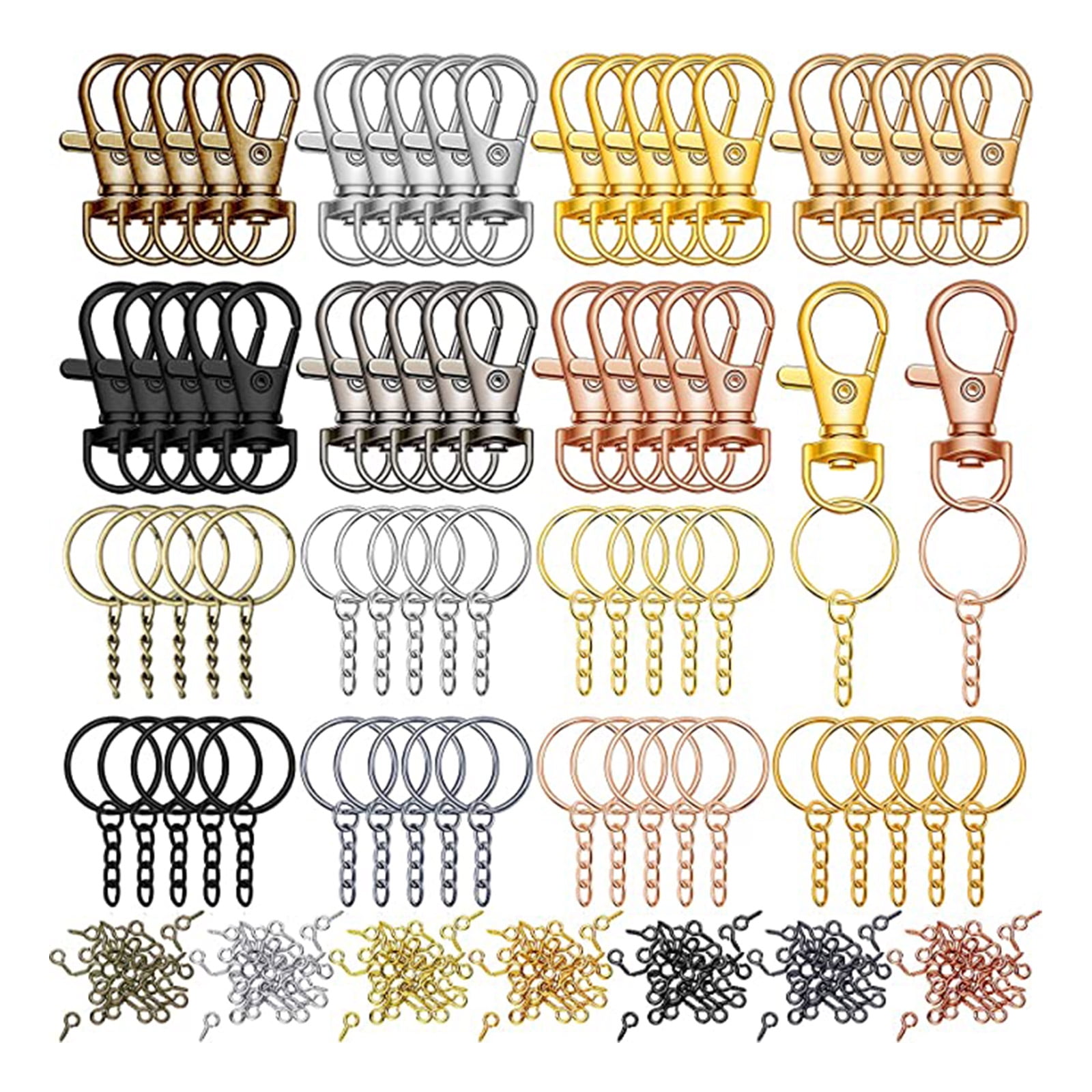 Sardfxul 350PCS Split Metal Keyring Gold Split Key Ring with Chain
