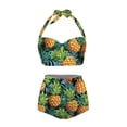 thumbnail image 3 of Suhoaziia Swimsuit Women Tankinis Sets Swimsuit Coverup String Sexy Bathing Suit Size M Halter Ruched Summer Pineapple 2 Pack Bathing Suits for Teens Girls, 3 of 6
