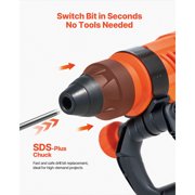 KFFKFF 1600W Electric Rotary Hammer Drill, 175-350RPM SDS-Max Tool, 3-in-1 Function for Concrete, Wood, and Plastic Drilling