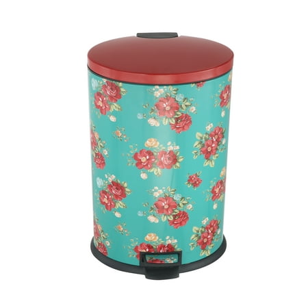 The Pioneer Woman 10.5 gal Stainless Steel Oval Kitchen Garbage Can, Vintage Floral
