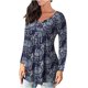 thumbnail image 2 of ICHUANYI Clearance Women Loose Casual Button Printed Large Long Sleeved Top(Navy, XXL) ICHUANYI WER2023081513212, 2 of 6