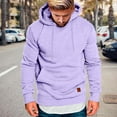 thumbnail image 2 of Hoodies for Men Pullover Hoodie Men Solid Color Drawstring Hooded Pocket Leather Label Casual Hoodie Business Comfortable Loose Trendy Hoodie, 2 of 5