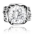 thumbnail image 3 of 925 Sterling Silver Statement Ring White Cushion Shaped Cubic Zirconia CZ Organic Look Vintage Antique Look Hypoallergenic Nickel and Lead-free Artisan Handcrafted Designer collection, Made In Israel, 3 of 8