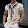 thumbnail image 2 of African Traditional T Shirt for Men Dashiki Print Short Sleeve Tees Festival Graphic Tees Breathable Tops Khaki L, 2 of 6