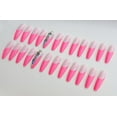 thumbnail image 2 of Fofosbeauty 24pcs Press on False Nails, Long Coffin Fake Nails, French Hot Pink Stones, 2 of 9