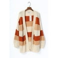 thumbnail image 7 of MURMUREY Womens Long Sleeve Color Block Cardigan Striped Open Front Chunky Knit Sweaters Coats, 7 of 7