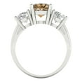 thumbnail image 4 of 3.25ct Round Cut Brown Champagne Crystal 18k White Gold Engraving Statement Bridal Wedding 3 stone Designer Ring Size 10.5, 4 of 5