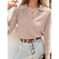 thumbnail image 2 of CAILDANL Womens Cable Knit Sweaters Long Sleeve V Neck Sweater Tops Casual Pullover Polo Shirts 2025 Fall Fashion Outfits, 2 of 2