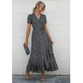 thumbnail image 6 of PRETTYGARDEN Women's Summer Wrap Maxi Dress Casual Boho Floral V Neck Short Sleeve Ruffle Hem Split Beach Long Dresses, 6 of 7