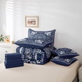 thumbnail image 6 of Homewish Vintage Damask Floral 7pcs Bedding Comforter Set,Boho Style Queen Bedding Sets,Blue White Queen Sheet Sets For Adults,Breathable Bedroom Decorative Reversible, 6 of 8