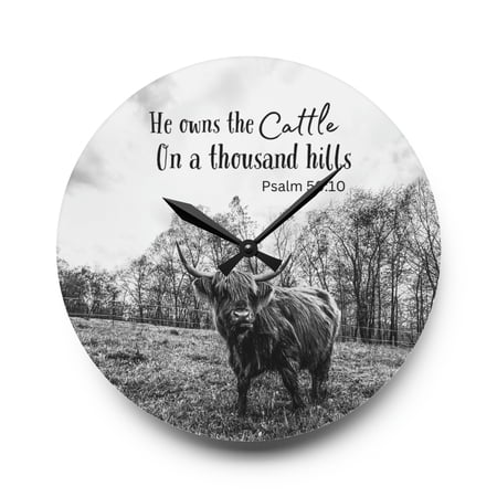 Highland Cow Acrylic Wall Clock Highland Cow Acrylic Wall Clock