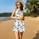 thumbnail image 3 of Easygdp Colorful Hat Snowman para Vestido Transpirable de Mujer, Vestido Suelto de Manga Corta con Pliegues y Bolsillos para el Verano, 3 of 7