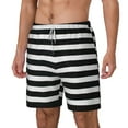 thumbnail image 2 of Gaeub Black And White Stripes Mens Swim Trunks Stretch Beach Shorts Quick Dry for Men Swim Shorts Swimwear with Pockets- Large, 2 of 9