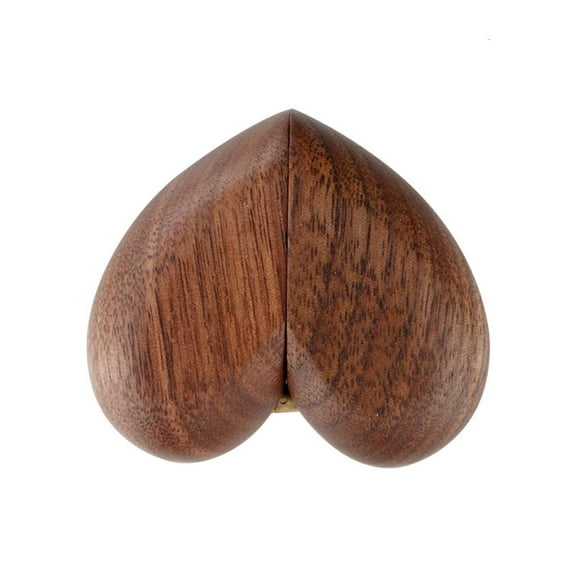 WE-POLUJ Rustic Walnut Wood Engagement Ring Box Solid Wood Heart Ring Box for Proposal Wedding Ring Storage Earring Coin for Case