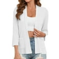thumbnail image 2 of Open-Front Cardigan Sweaters for Women 3/4 Sleeves Ladies' Sweater Knitting Shrugs Sweaters Casual Lightweight Solid Color Autumn Cardigan Plus Size S-XXL, 2 of 9