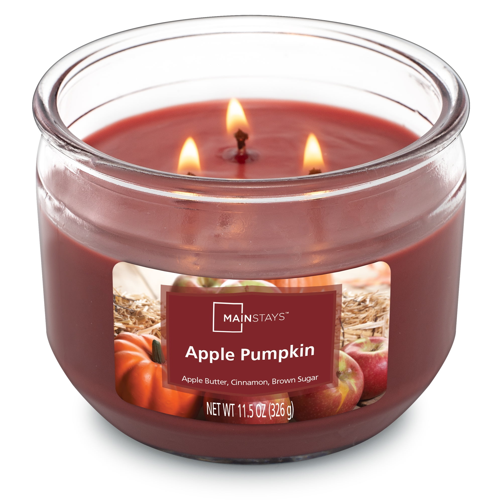 Mainstays Apple Pumpkin Scented 3 Wick Candle, 11.5 oz.