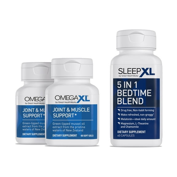 OmegaXL Powerful and Natural Joint Support Supplement 60 Softgels (2 Pack) - Sleep Better and Wake Refreshed, with SleepXL 60 Capsules