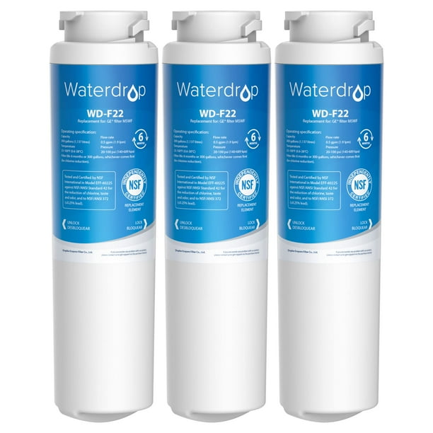 Filtro de agua para refrigerador Waterdrop MSWF de repuesto, paquete de 3