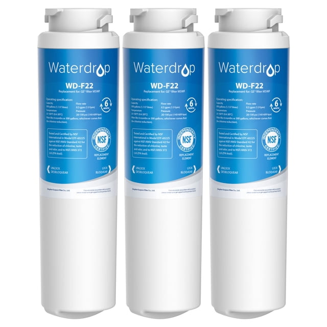 Filtro de agua para refrigerador Waterdrop MSWF de repuesto, paquete de 3