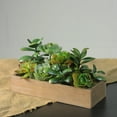 thumbnail image 2 of Northlight 11.5" Mixed Succulent Artificial Plants in Wooden Planter Box - Green/Brown, 2 of 2