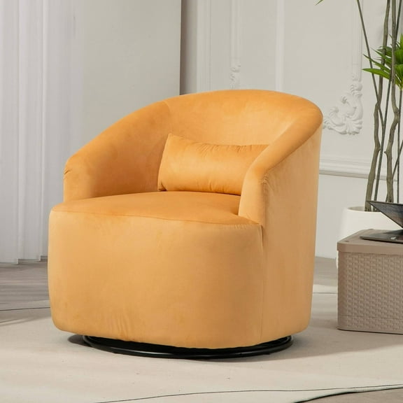 US Pride Furniture Modern Velvet Upholstered Swivel Accent Chair Mustard