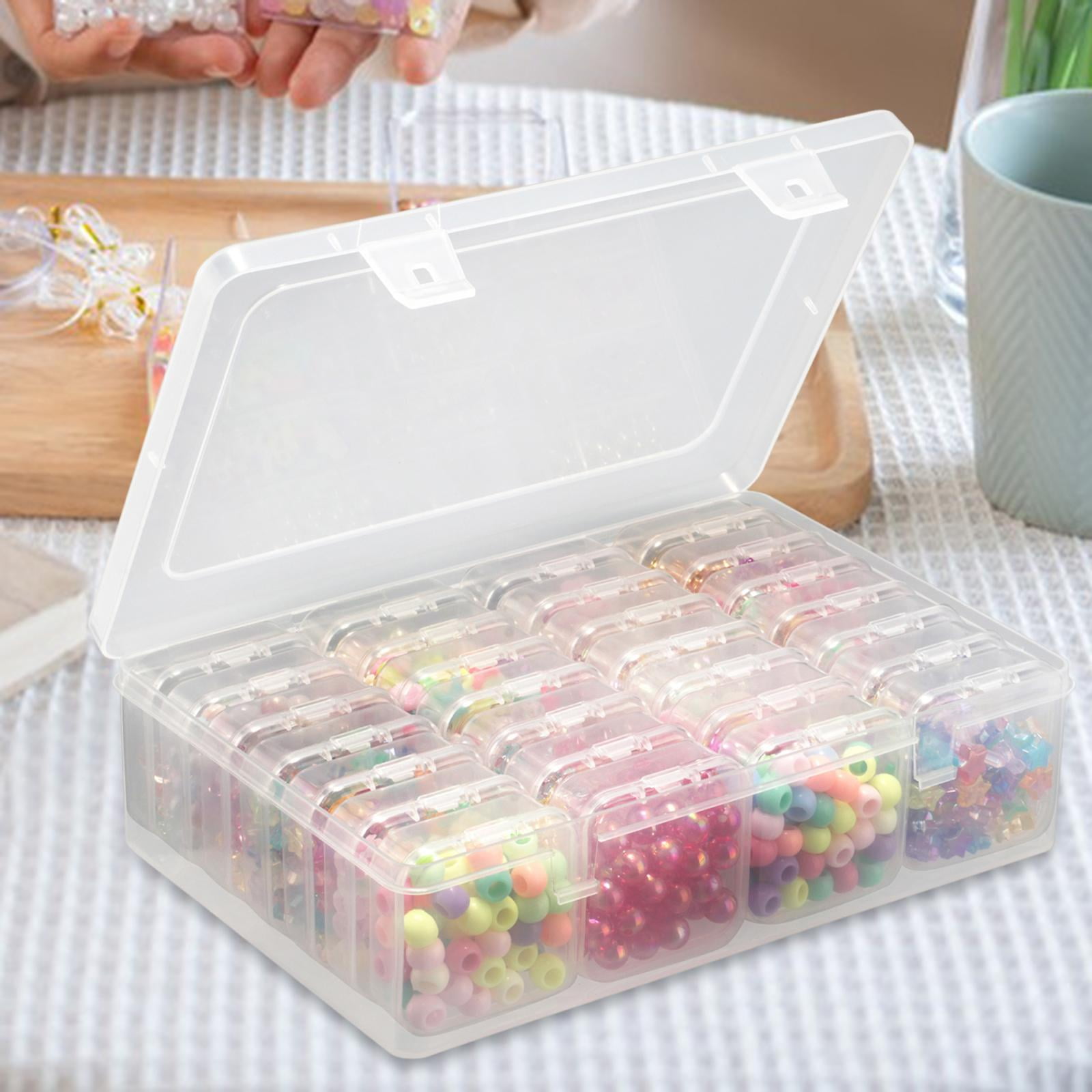 Milageto Mini Carry Case Transparent Container Beads Small Bead Storage Organizer Box 21.8cmx15cmx5.8cm