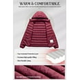 thumbnail image 3 of Chrisuno Abrigos De Mujer Invierno Fall Puffer Jacket Women's Packable Lightweight Winter Warm Quilted Coat With Detachable Hood Burgundy M, 3 of 5
