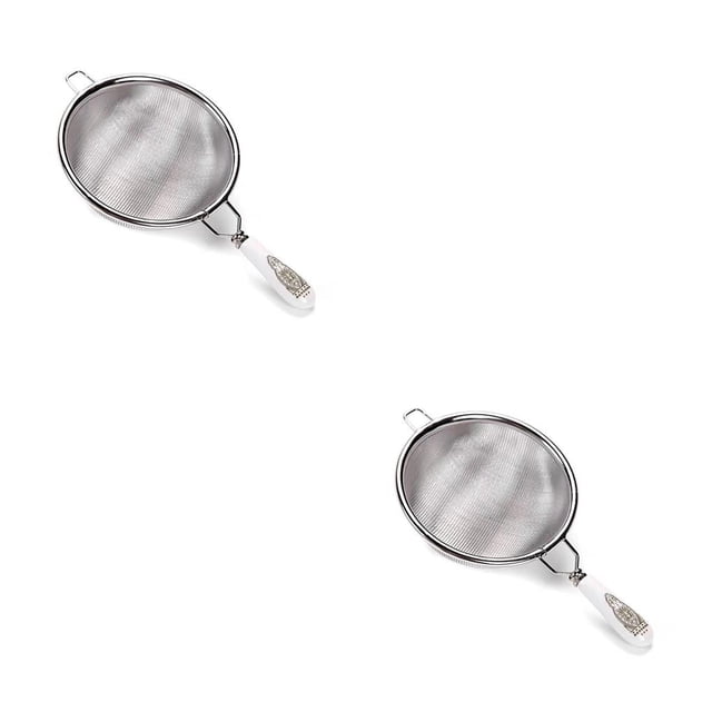 Cateissary Infusor de té reutilizable colador de hojas sueltas de acero inoxidable filtro difusor de malla de mano accesorios de cocina para casa Blanco Grande 2Conjunto