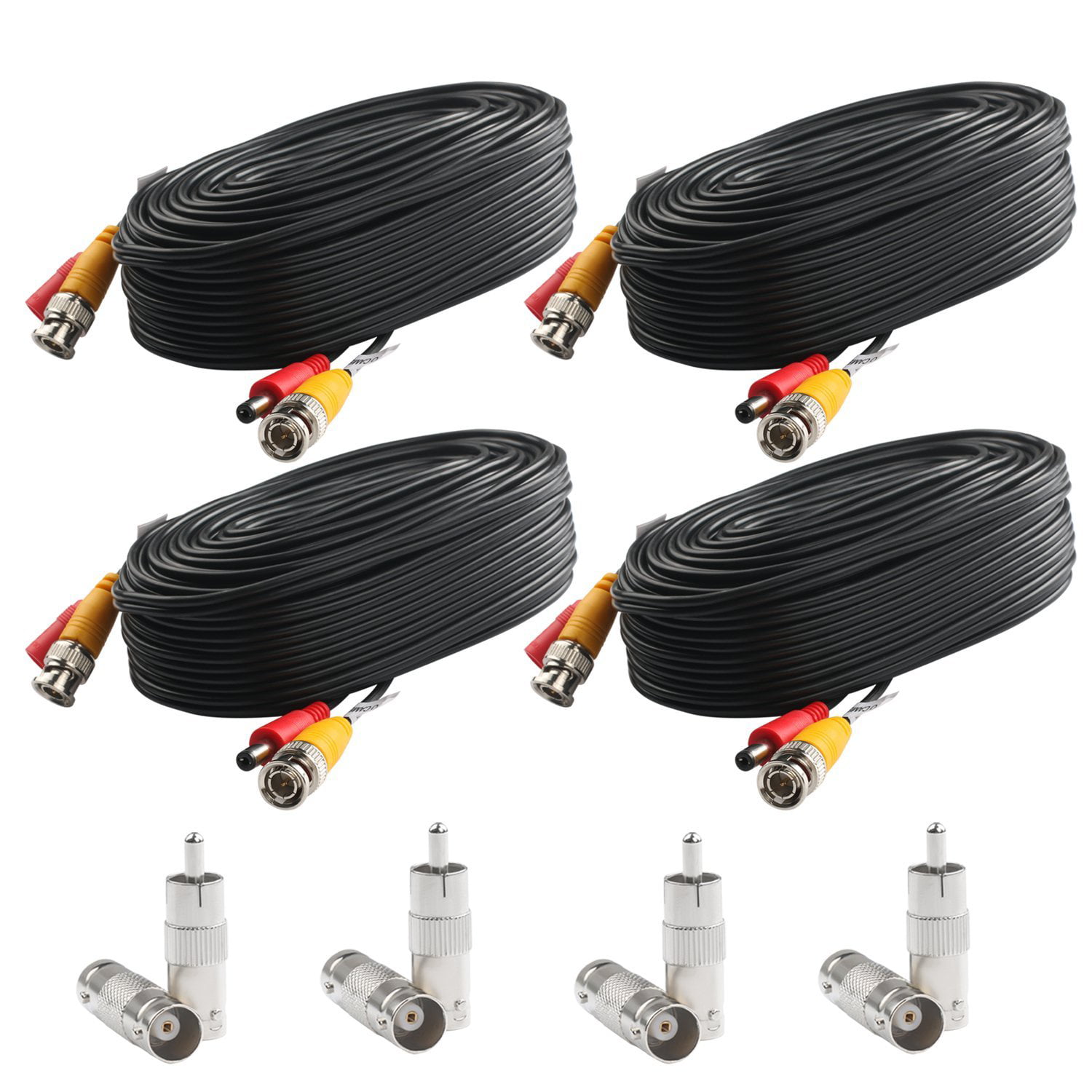 4 Postta BNC Video Power Cable Pre-Made 25 FT 4 Pack 25 Feet 