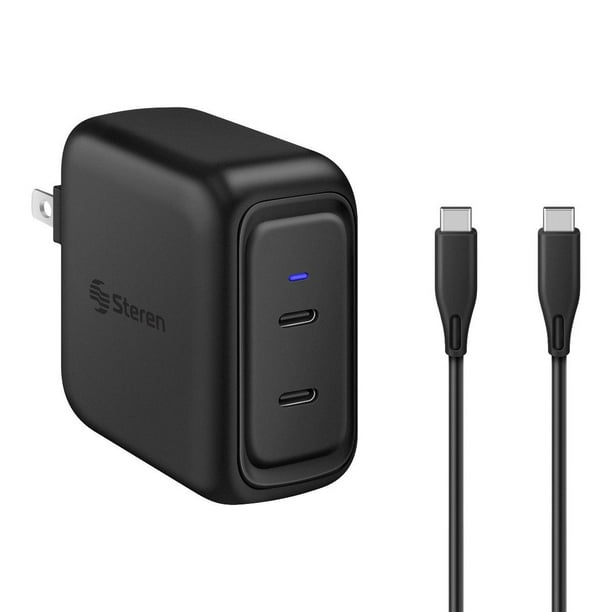 Cargador GaN USB C doble Power Delivery 100 W Steren ELI-7100