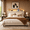 Beige+led, variant on Queen Size Upholstered Platform Bed Frame with Wingback Headboard, Beige Fabric Bed Frame with Wooden Slats, Noise-Free & No Box Spring Needed