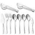 thumbnail image 2 of DEBGFS Ensemble de 10 Ustensiles de Service en Acier Inoxydable avec Cuillères de Service Cuillères à Fentes Fourchettes Pinces Coupe-Beurre Serveur de Gâteau Ustensiles pour Lave-Vaisselle (Argent), 2 of 10