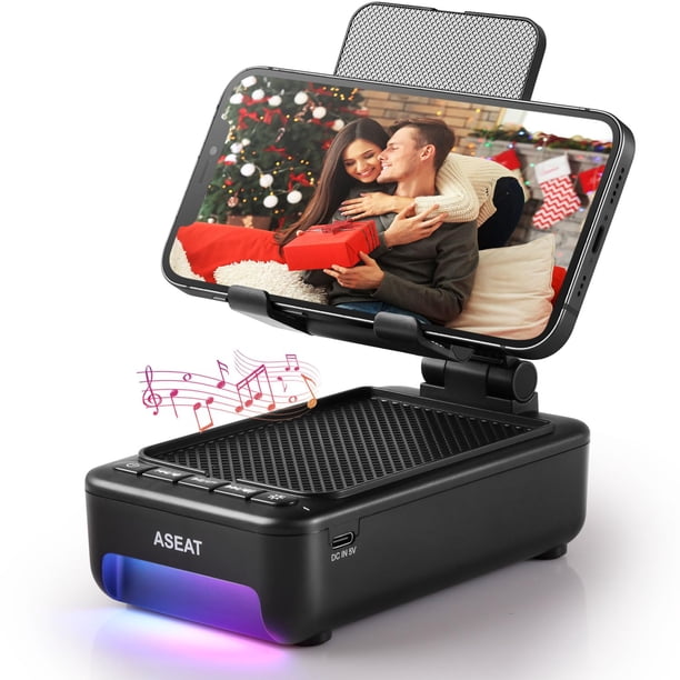 ASEAT Regalos para hombres él, soporte para teléfono celular con altavoz Bluetooth y luz LED que cambia de color, regalos únicos para mujeres, papá, su marido, regalos de cumpleaños para hombres