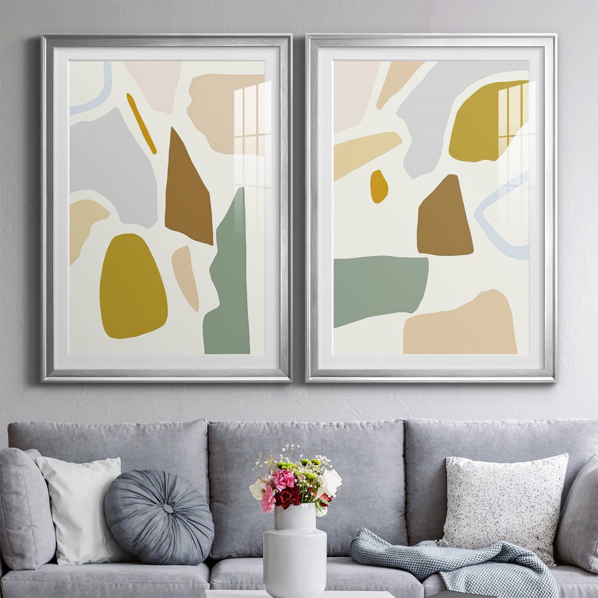 Wexford Home Pastel Splotches I Premium Framed Print, 18.5" x 24.5" - Ready to Hang, Silver (Set of 2)