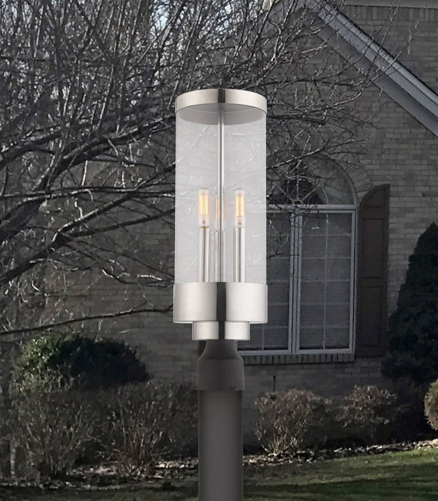 Livex Lighting - Hillcrest - 3 Light Outdoor Post Top Lantern-Polished Chrome