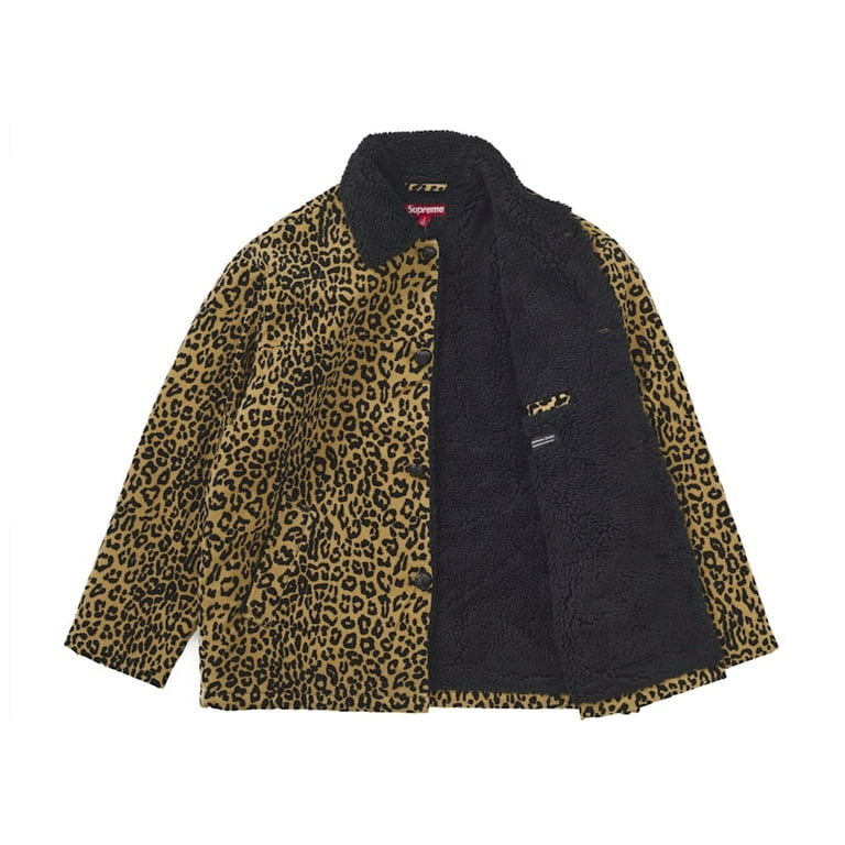 Supreme Men's Kindermann Uncut Corduroy Car Coat Leopard, from