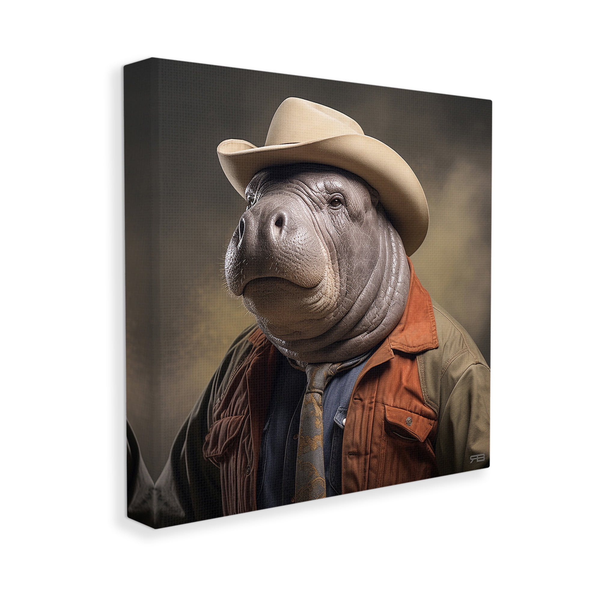 Stupell Industries Southern Sheriff Manatee Animals & Insects Painting Gallery Wrapped Canvas Art Print Wall Art, 17 x 17