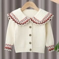 thumbnail image 2 of Gubotare Little Girls Cardigan Toddler Kids Girls Cardigan Classic Knit School Uniform Sweater Long Sleeve Button Down Outerwear Size 4T 5T (Beige,4-5 Years), 2 of 3