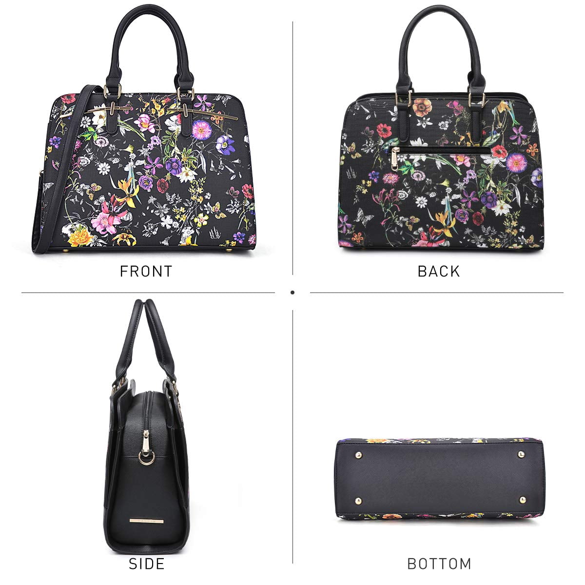 Dasein Women Satchel Handbags Shoulder Purses Totes Top Handle Work Bags with 3 Compartments